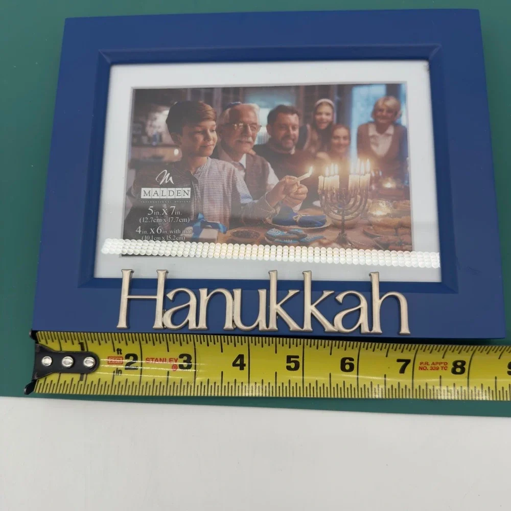 Malden Hanukkah 5x7 Photo Picture Frame Blue Silver 4x6 Mat NOS New Other